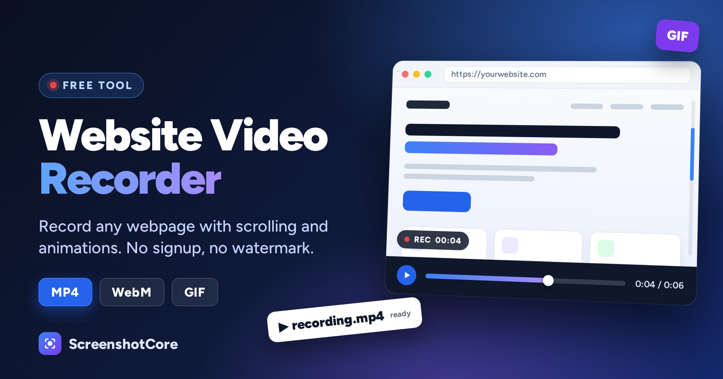 Website Video Recorder: Record Any Webpage as MP4, WebM or GIF (Free)